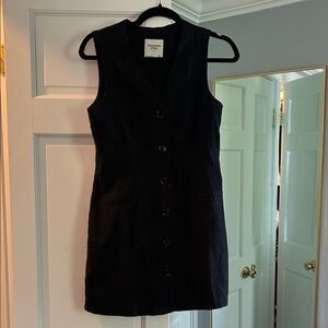 Abercrombie & Fitch Black Sleeveless Button-Front Mini Dress